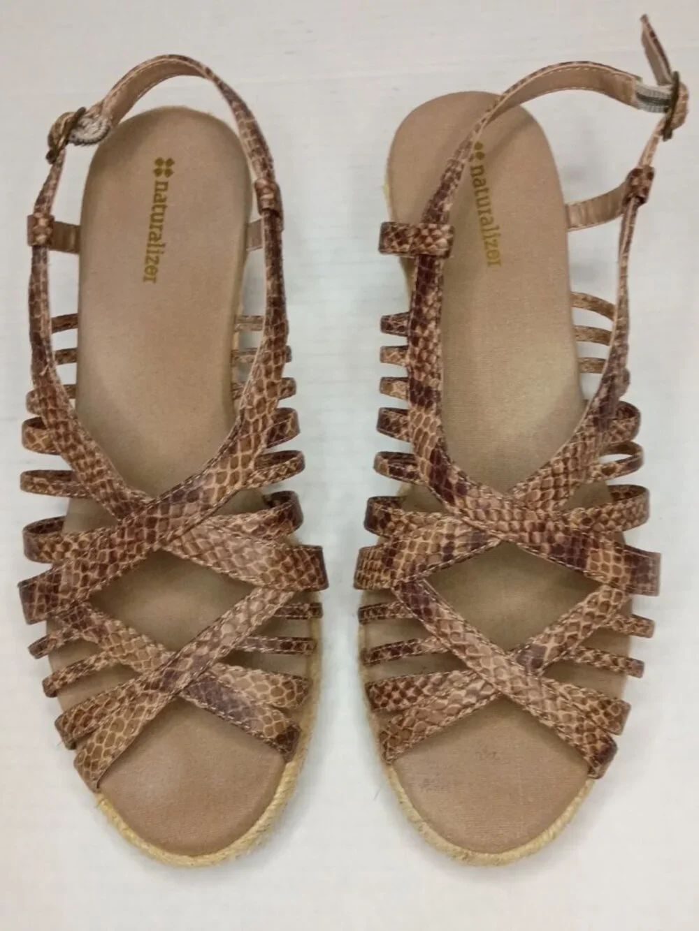 Naturalizer Python Print Espadrille Wedge Sandals Women's Size 10M